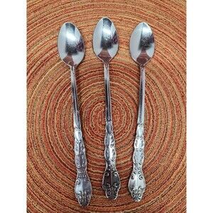 National Stainless "Nancy" Set Of 3 Iced Tea Spoons Made In Korea 7.5 Inch